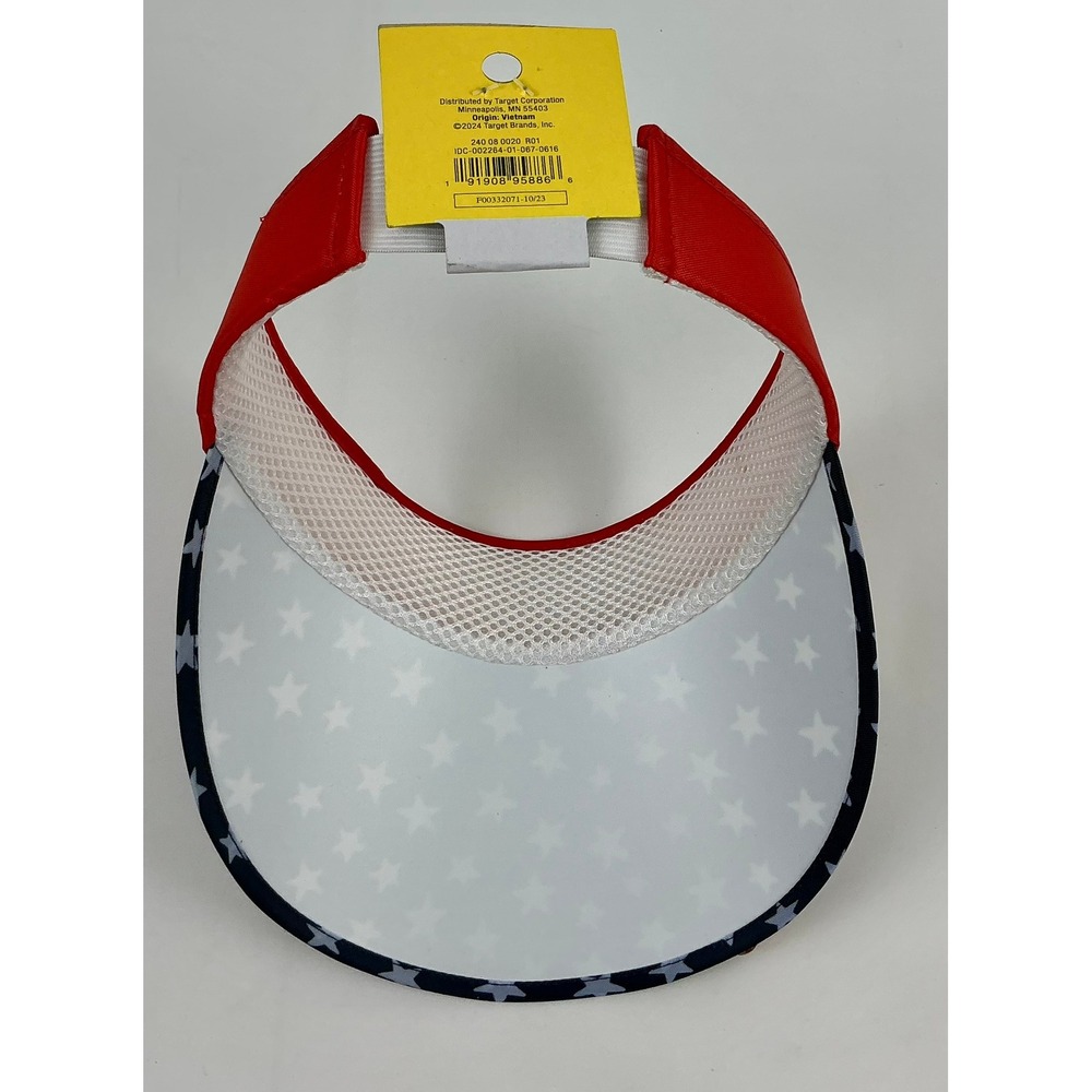 Sun Squad Retro Visor Patriotic Stars Red White Blue One Size New - Picture 6 of 6